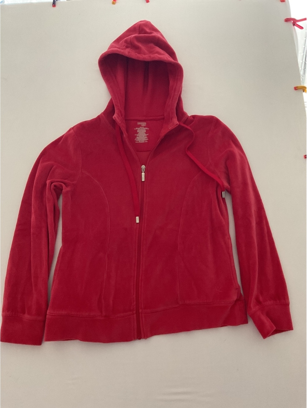 08/12 010 Danskin Now Red Velour Zip-Up Hoodie Jacket